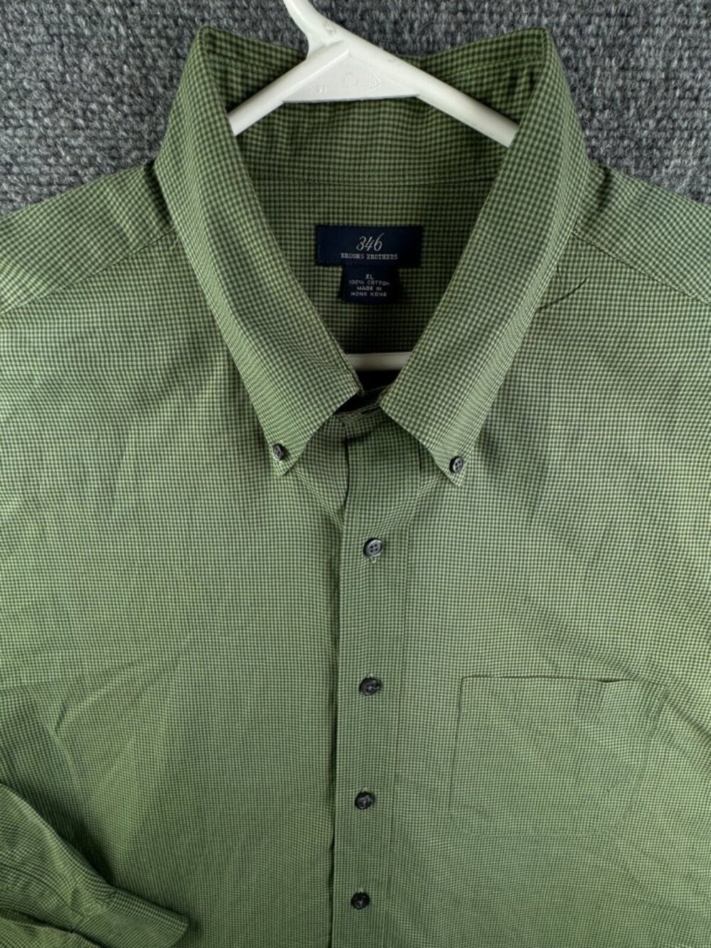Brooks Brothers Button Up Shirt Long Sleeve Cotton Men Green Check XL Adult